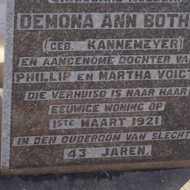 BOTHA Demona Ann nee KANNEMEYER -1921