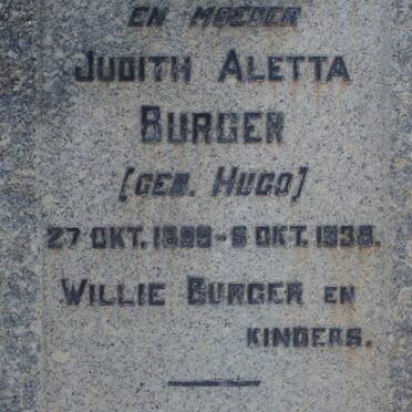 BURGER Judith Aletta nee HUGO 1899-1938