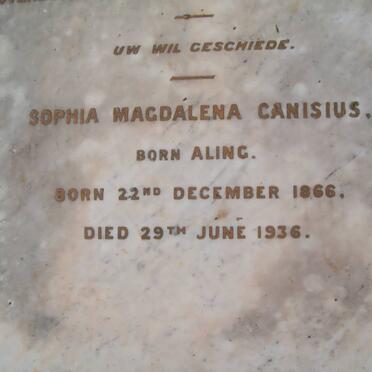 CANISIUS Sophia Magdalena nee ALING 1866-1936