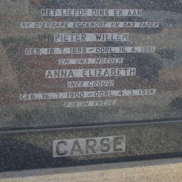 CARSE Pieter Willem 1898-1951 &amp; Anna Elizabeth CROUS 1900-1956
