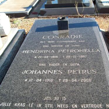 CONRADIE Johannes Petrus 1918-2000 &amp; Hendrina Petronella 1914-1997