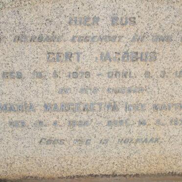 CONRADIE Gert Jacobus 1879-1954 &amp; Maria Margaretha MATTHEE 1884-1972