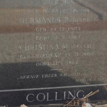 COLLING Hermanus P. 1903-1962 &amp; Christina M. JORDAAN 1904-1967