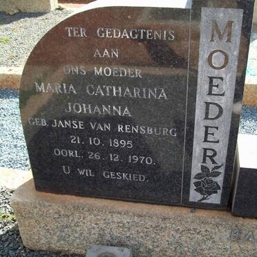 CALITZ Maria Catharina Johanna nee JANSE VAN RENSBURG 1895-1970