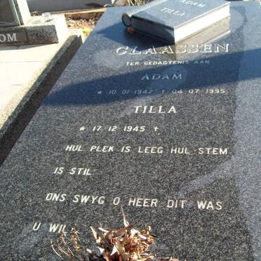 CLAASSEN Adam 1942-1995 &amp; Tilla 1945-