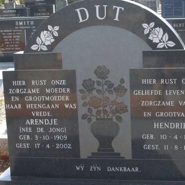 DUT Hendrik 1908-1975 &amp; Arendje DE JONG 1909-2002
