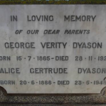 DYASON George Verity 1865-1928 &amp; Alice Gertrude 1866-1948