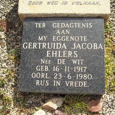EHLERS Gertruida Jacoba nee DE WIT 1917-1980