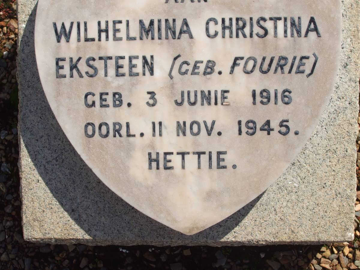EKSTEEN Wilhelmina Christina nee FOURIE 1916-1945