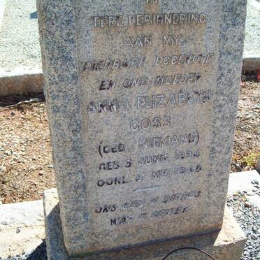 GOSS Anna Elizabeth nee NIEMANN 1894-1948