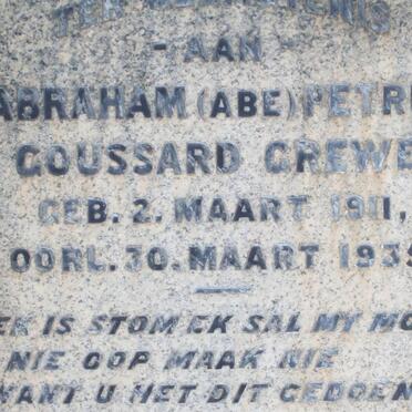 GREWE Abraham Petrus Goussard 1911-1935
