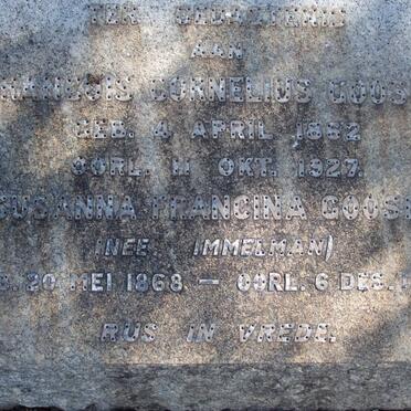 GOOSEN Francois Cornelius 1862-1927 &amp; Susanna Francina IMMELMAN 1868-1943