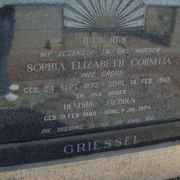 GRIESSEL Hendrik Jacobus 1888-1954 &amp; Sophia Elizabeth Cornelia CROUS 1892-1949