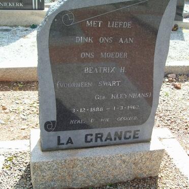 GRANGE Beatrix H., la previously SWART nee KLEYNHANS 1888-1962