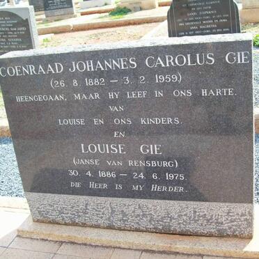 GIE Coenraad Johannes Carolus 1882-1959 &amp; Louise JANSE VAN RENSBURG 1886-1975