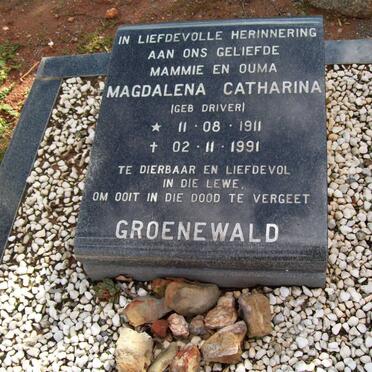 GROENEWALD Magdalena Catharina nee DRIVER 1911-1991