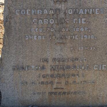 GIE Coenraad Johannes Carolus 1848-1918 &amp; Martha Hendrina NAUDE  1854-1936