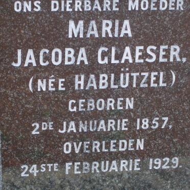 GLAESER Maria Jacoba nee HABLUTZEL 1857-1929