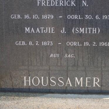 HOUSSAMER Frederick N. 1879-1935 &amp; Maatjie J. SMITH 1873-1961