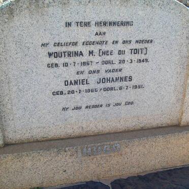 HUGO Daniel Johannes 1865-1951 &amp; Woutrina M. DU TOIT 1867-1949