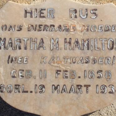 HAMILTON Martha M. nee KALTWASSER 1858-1938
