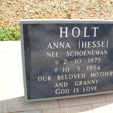 HOLT Anna nee SCHOENEMAN 1875-1954