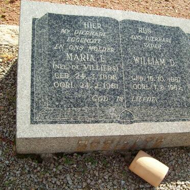 HAMILTON William D. 1887-1962 &amp; Maria E. DE VILLIERS 1896-1961