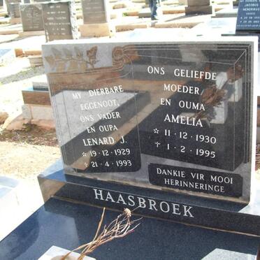 HAASBROEK Lenard J. 1929-1993 &amp; Amelia 1930-1995