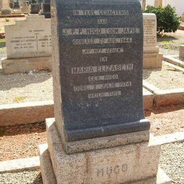 HUGO J.P.P. -1944 &amp; Maria Elizabeth HUGO -1974