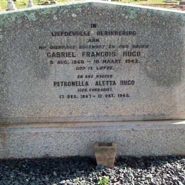 HUGO Gabriel Francois 1868-1942 &amp; Petronella Aletta CONRADIE 1867-1945