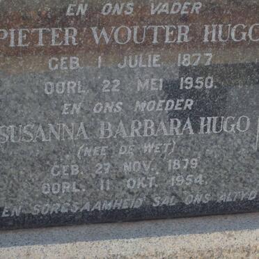 HUGO Pieter Wouter 1877-1950 &amp; Susanna Barbara DE WET 1879-1954