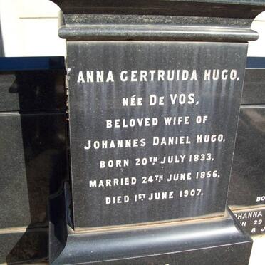 HUGO Anna Gertruida nee DE VOS 1833-1907