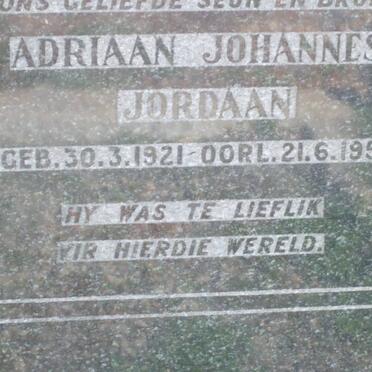 JORDAAN Adriaan Johannes 1921-1951