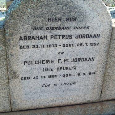 JORDAAN Abraham Petrus 1873-1952 &amp; Pulcherie F.M. BEUKES 1882-1941