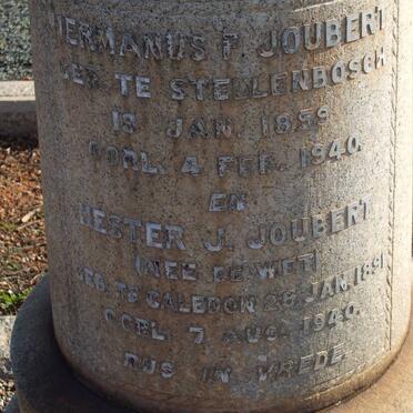 JOUBERT Hermanus F. 1859-1940 :: JOUBERT Hester J. DE WET 1891-1970