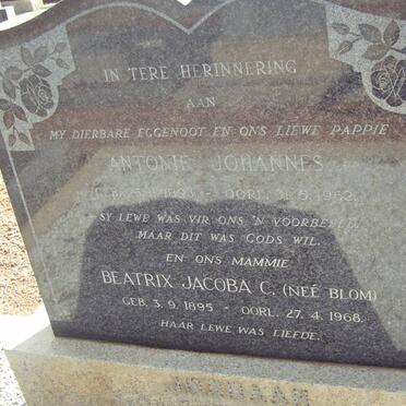 JORDAAN Antonie Johannes 1893-1962 &amp; Beatrix Jacoba BLOM 1895-1968