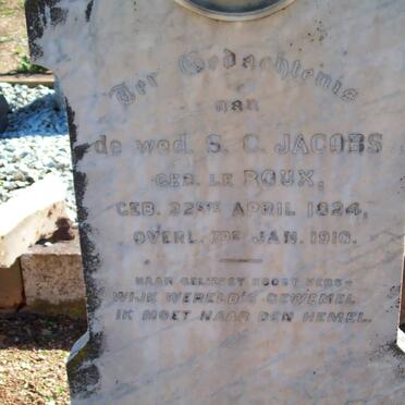 JACOBS S.C. nee LE ROUX 1824-1910