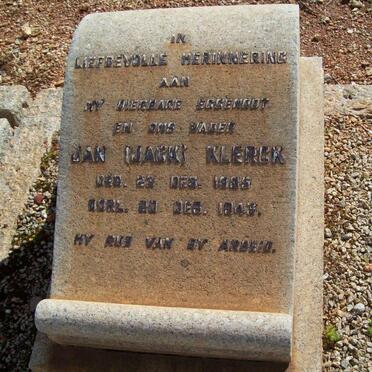 KLERCK Jan 1885-1943