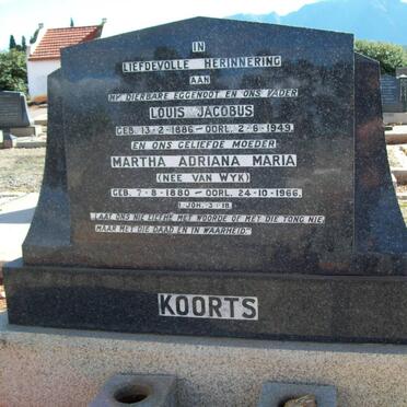KOORTS Louis Jacobus 1886-1949 &amp; Martha Adriana Maria VAN WYK 1880-1966