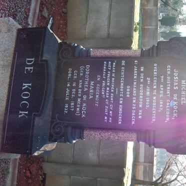 KOCK Michiel Josias, de 1842-1903 &amp; Maria Dorothea VAN DER MERWE 1857-1932