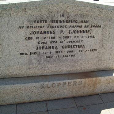 KLOPPERS Johannes P. 1891-1948 &amp; Johanna Christina NEL 1893-1975