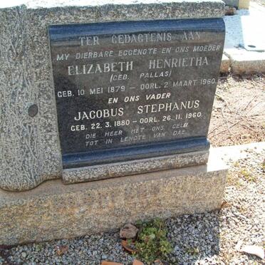 KLOPPERS Jacobus Stephanus 1880-1960 &amp; Elizabeth Henrietha PALLAS 1879-1960