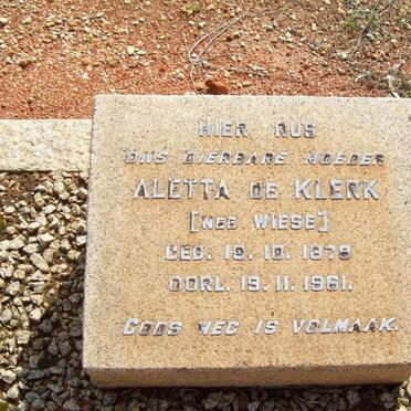 KLERK Aletta, de nee WIESE 1878-1961