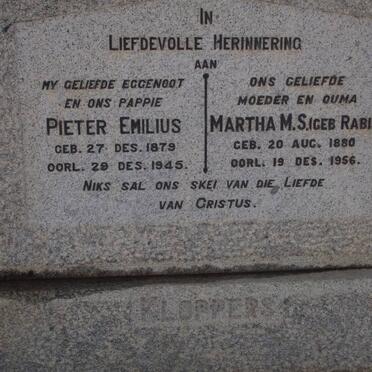 KLOPPERS Pieter Emilius 1879-1945 &amp; Martha M.S. RABIE 1880-1956