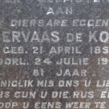KOCK Servaas, de 1852-1933