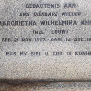 KNIGHT Margrietha Wilhelmina nee LOUW 1863-1928