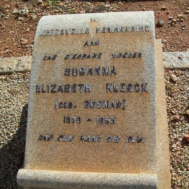 KLERCK Susanna Elizabeth nee BOSMAN 1879-1955