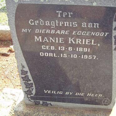 KRIEL Manie 1897-1957