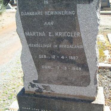 KRIEGLER Martha e. 1897-1949