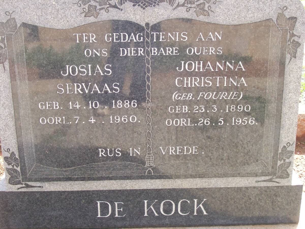 KOCK Josias Servaas, de 1886-1960 &amp; Johanna Christina FOURIE 1890-1956